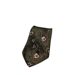 Balancine Tie Works VTG Green Paisley Hidden Mickey Mouse Disney Men NeckTie 59"